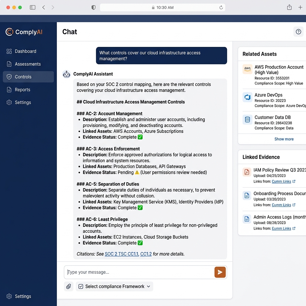 AI assistant populated answer illustrating practitioner-side capability